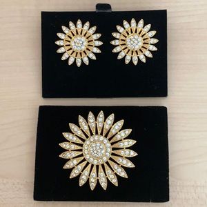 Vintage 1994 Avon Flower Earrings & Brooch